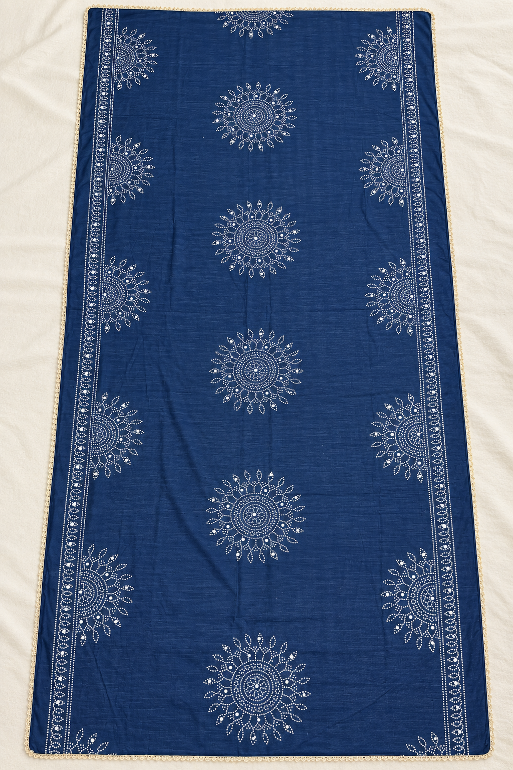 Navy Blue Semi Gaji Bandhej Dupatta with Mirror Work