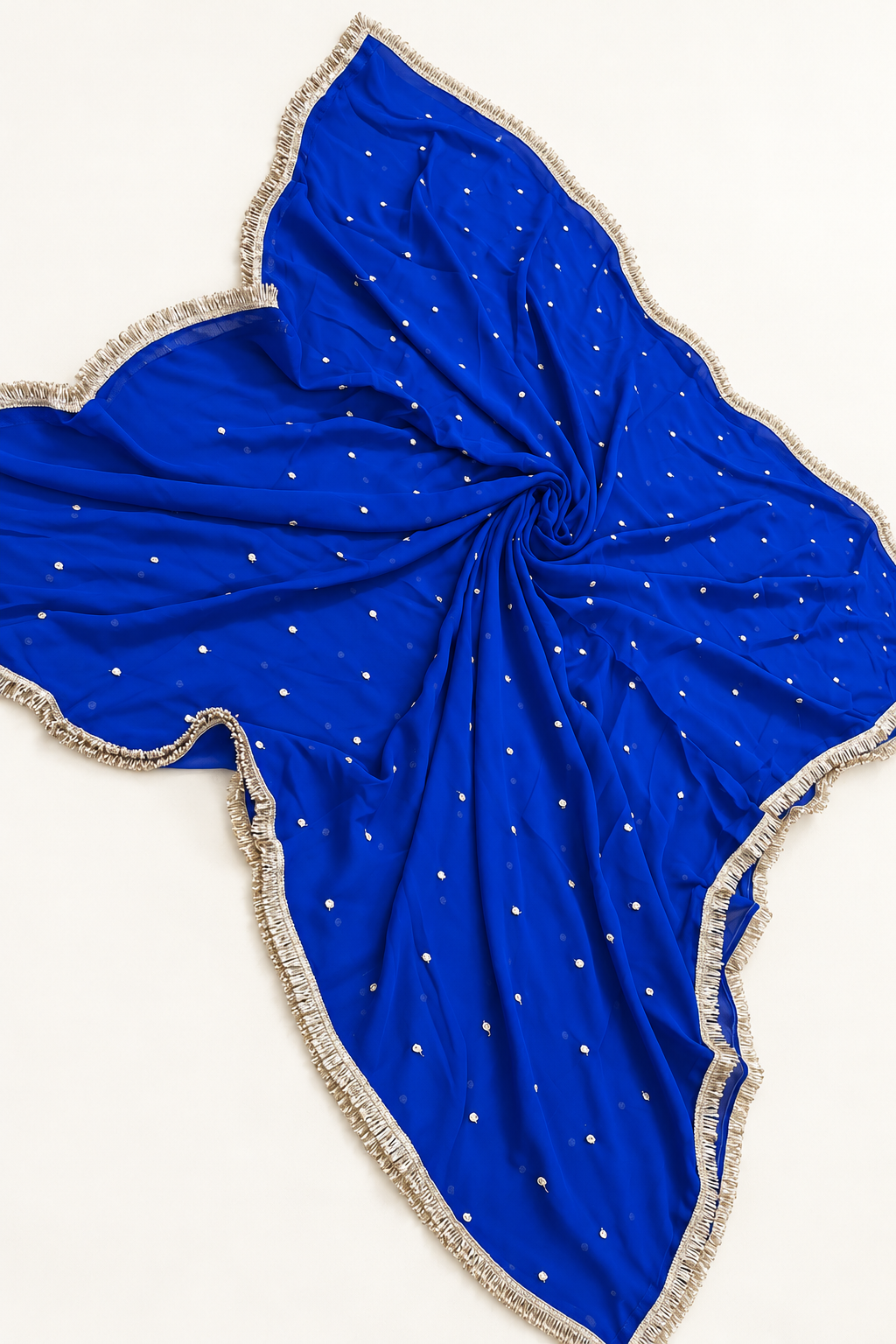 Royal Blue Faux Georgette Butti Dupatta with Metallic Border
