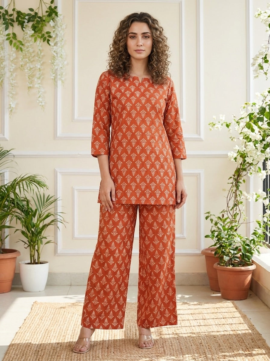 Brick Red Women’s Co-ord Set | Matching Two-Piece Outfit