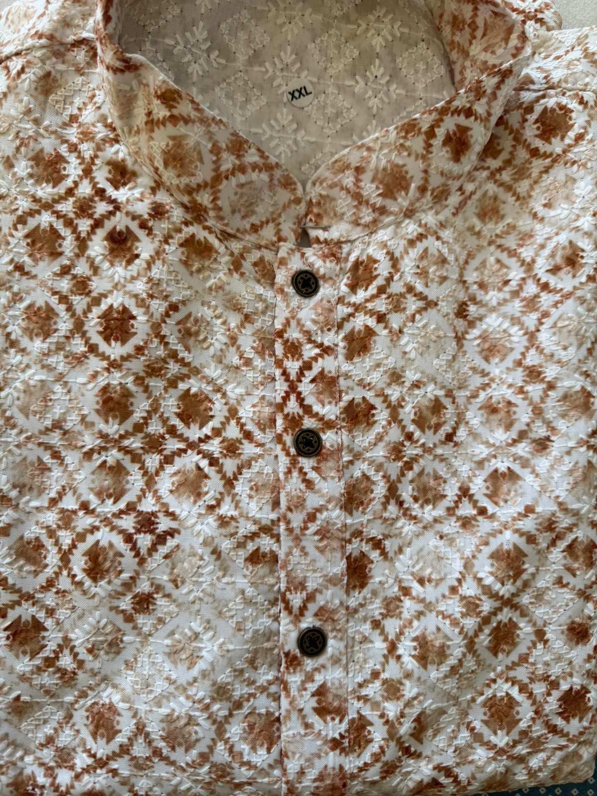 Men’s Ivory & Beige Embroidered Kurta with White Pajama | Heavy Festive Wear