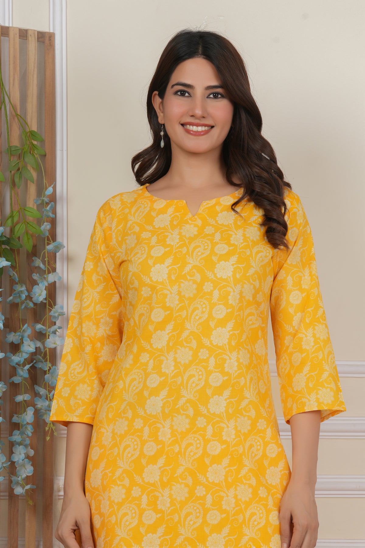 Yellow Floral Cotton Co-ord Set for Women | Matching 2-Piece Outfit