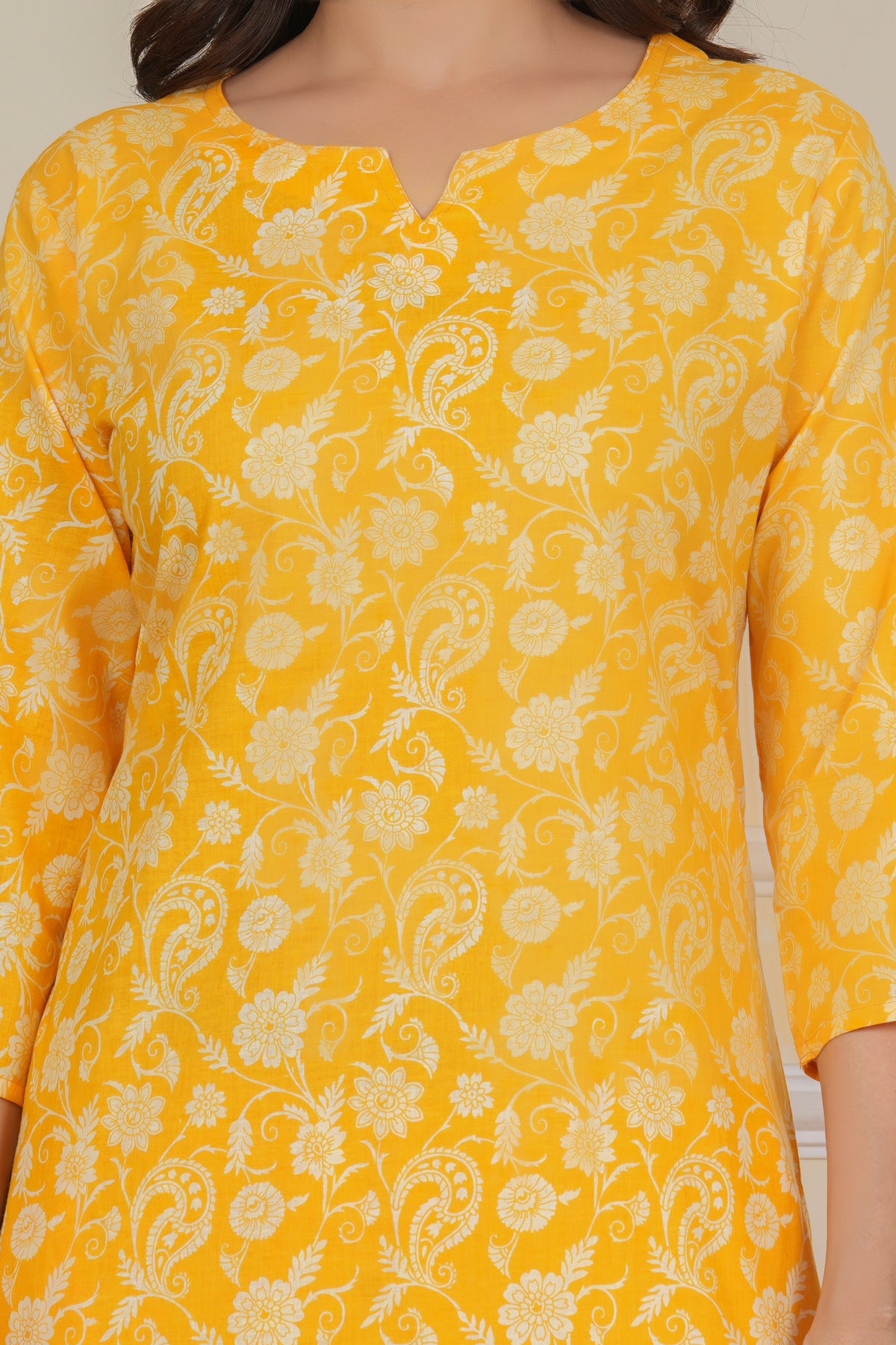 Yellow Floral Cotton Co-ord Set for Women | Matching 2-Piece Outfit