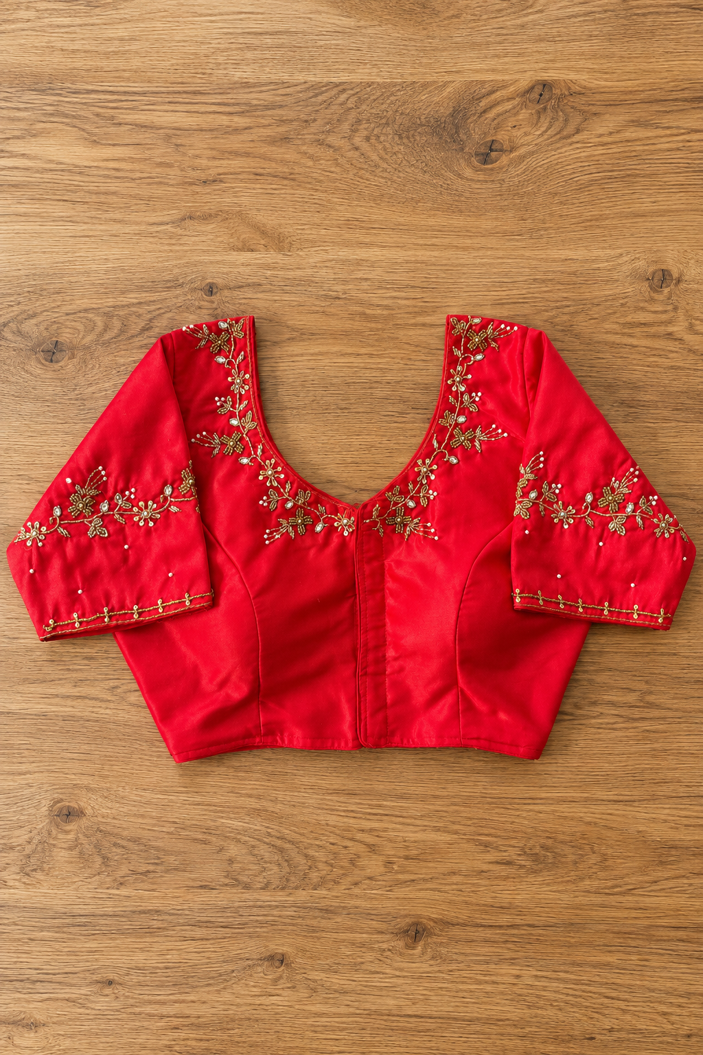 Soft Silk Embellished Saree Blouse | Red Color