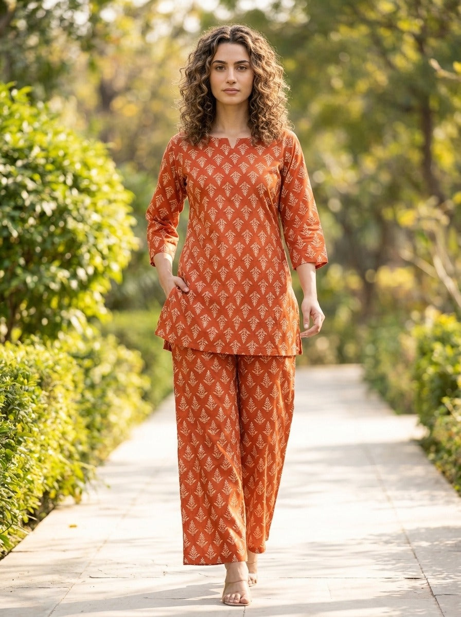 Brick Red Women’s Co-ord Set | Matching Two-Piece Outfit