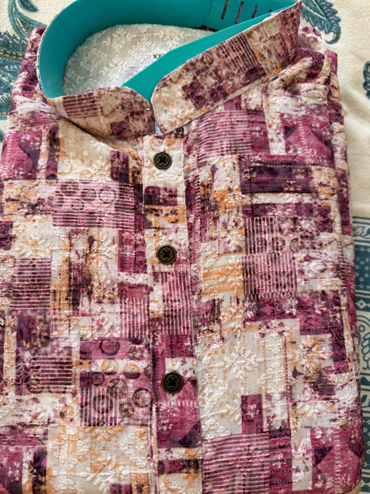 Men’s Cream & Plum Sequin Work Kurta with White Pajama | Heavy Festive Wear