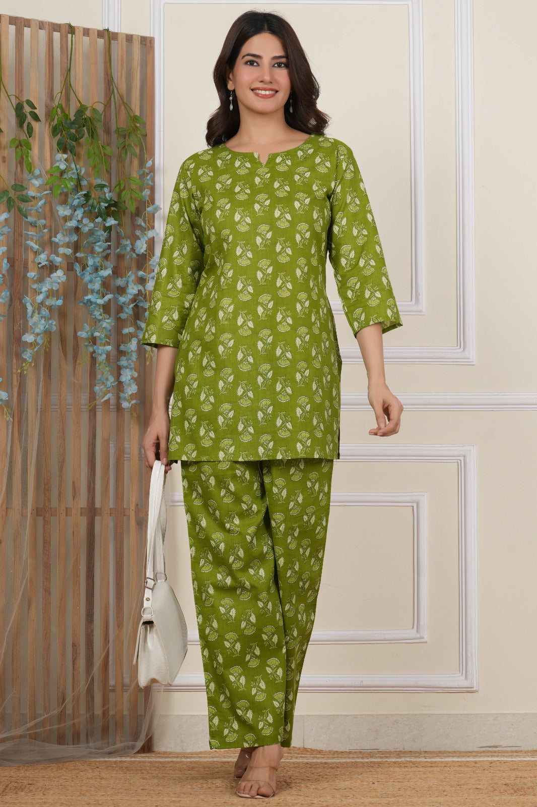 Green co-ord set front view