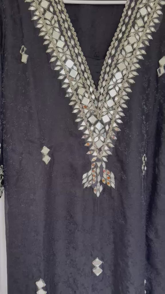 Black kurti pant suit with matching potli product video